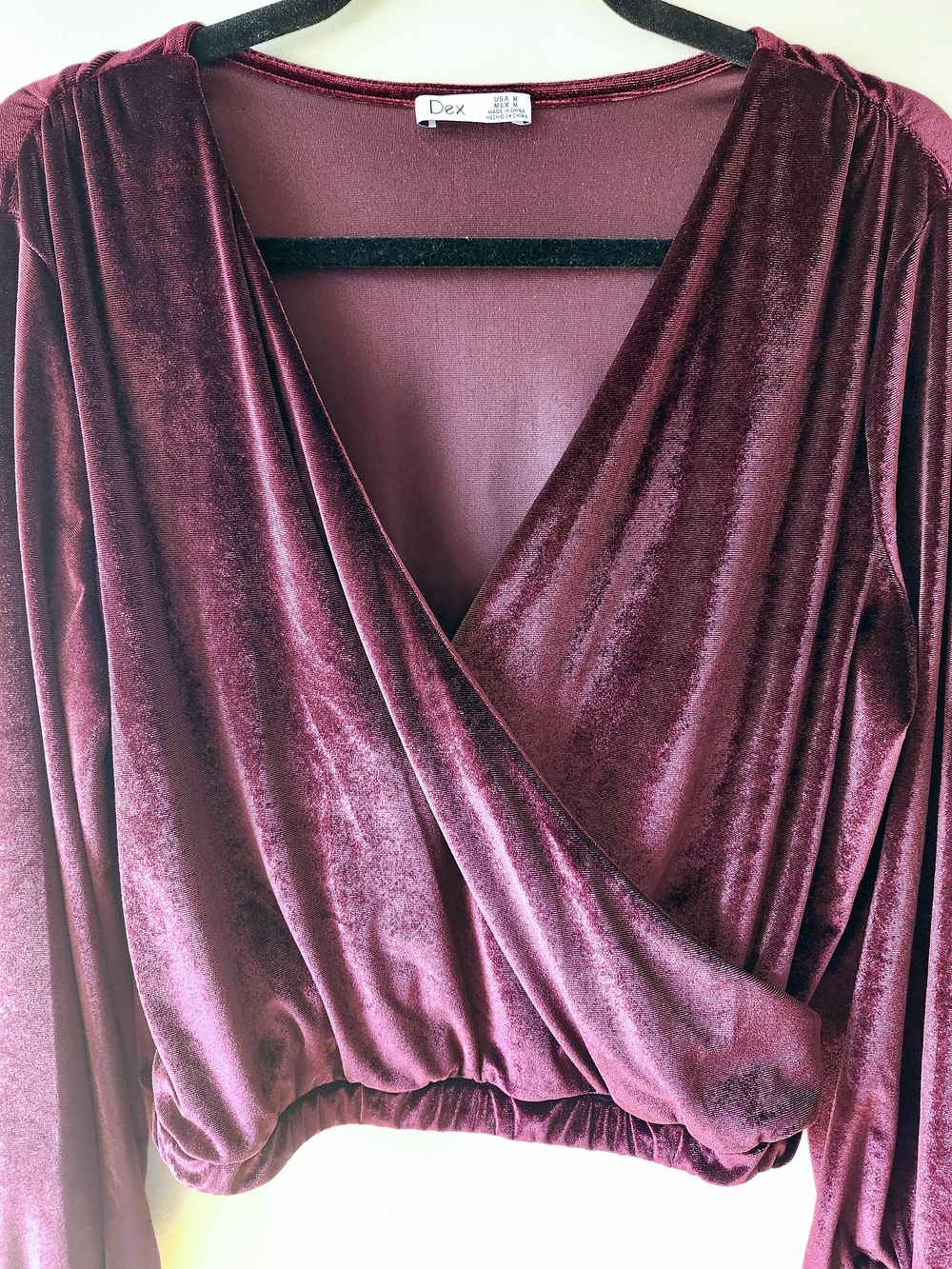 Dex Burgundy Velvet Long-Sleeve Top - Picture 5 of 10